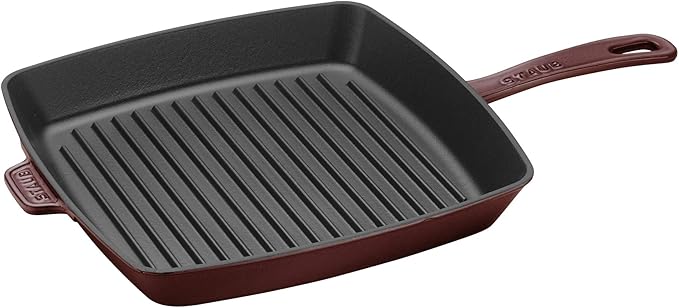 Staub Cast Iron 10-inch Square Grill Pan - Grenadine, Made in France