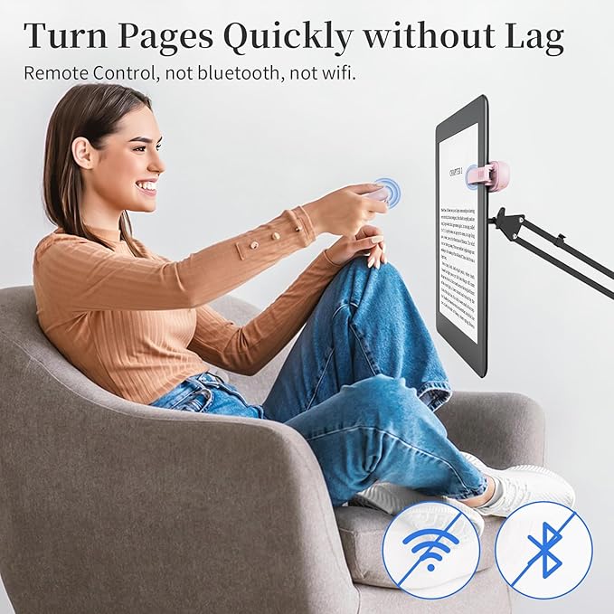 Finger Ring Kindle Page Turner Remote, Rechargeable Wireless Clicker for Kindle Paperwhite, E-Readers & Camera, Perfect for Hands-Free Reading Anywhere, Bed, Treadmill Reading (Pink)