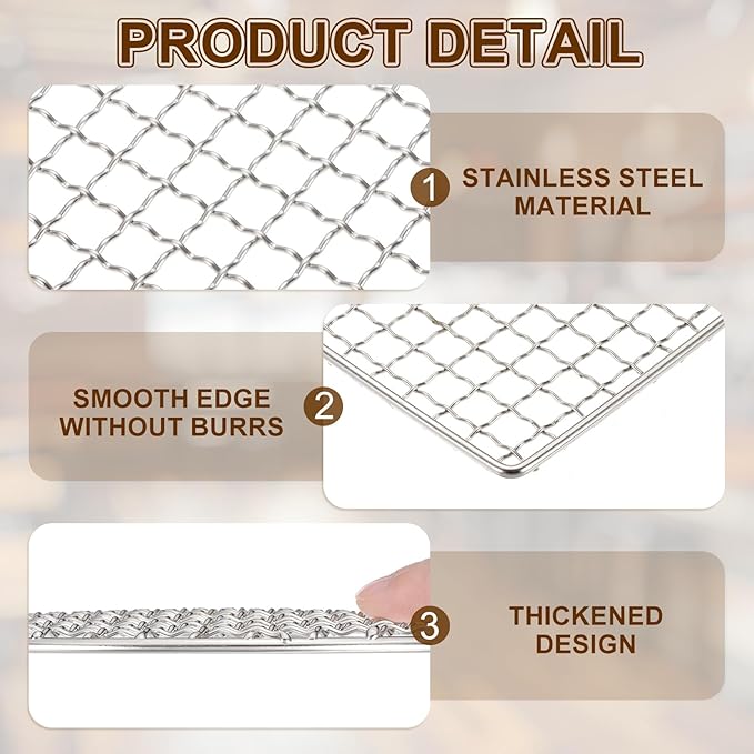 uxcell Cooling Racks, 3.9" x 5.9" Stainless Steel Barbecue BBQ Grill Net Mesh Rack Grate for Cooking, Roasting, Grilling, Oven & Dishwasher Safe, Silver
