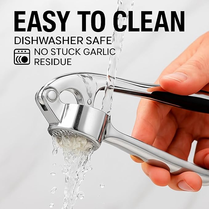 Garlic Crusher Stainless Steel | Mincer Tool | Rustproof Garlic Masher | Garlic Press | Easy to Clean & Squeeze | Travel Friendly | Dishwasher Safe Presser (Silver)