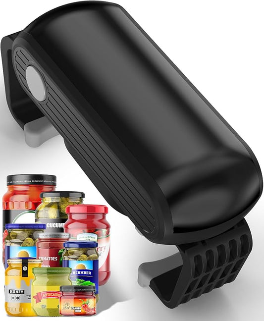 Electric Jar Opener One-Touch High Torque, Hands-Free Jar Opener for Weak Hands & Seniors, Battery Operated Jar Opener Kitchen Tool, Fits Most Jar Sizes, Grey/Black