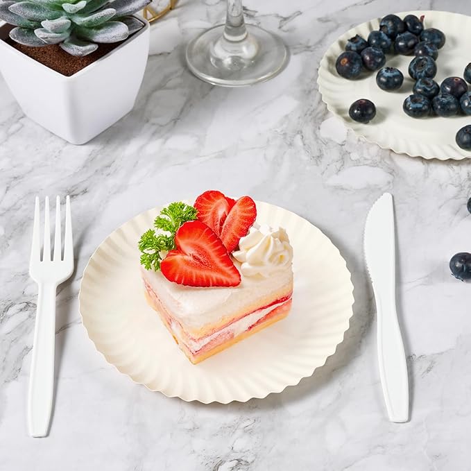 FOCUSLINE 6 Inch Paper Plates 1000 Count, White Paper Plates Uncoated, Everyday Disposable Dessert Plate 6" Small Plate Bulk 1000 Count