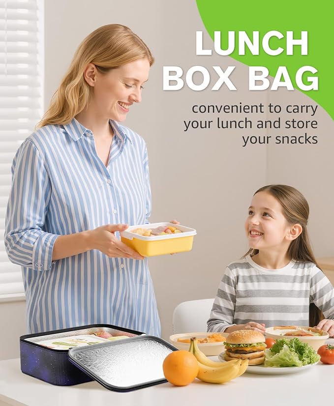 Small Lunch Box Insulated Lunch Bag for Women Men, Bento Kids Lunch Box, Compact Portable Thermal Meal Cooler Bags with Buckle Handle for Work & School, Astral 5L