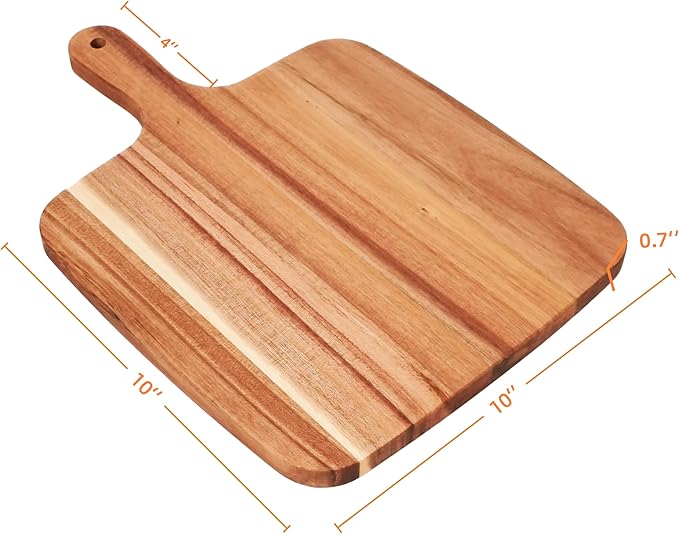 ZeQi Acacia Wood Cutting Board with Handle 14''X10'' / Charcuterie Board/Serving Board/Cheese, Bread, Vegetables & Fruits Serving Board