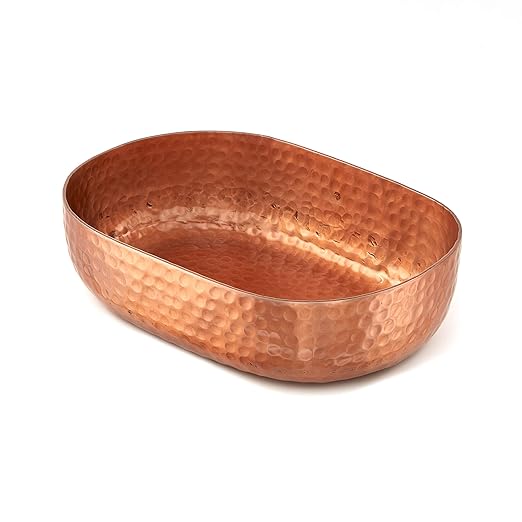 American Metalcraft ABHC69 Aluminum Hammered Oval Bowl - Elegant, Artisanal Serving Ware for Entrées, Appetizers and Sides - Handwash Only, 48oz, Gold