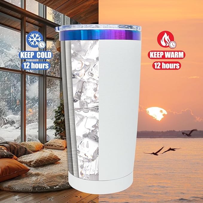 20 oz Tumbler Bulk 12 Pack Stainless Steel Tumblers with Lids and Straws, Double Wall Vacuum Insulated Travel Coffee Mug for Laser Engrave, Powder Coated Cups for Hot and Cold Drinks (White,12 pack)
