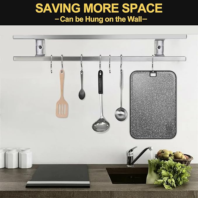 Plastic Cutting Board Dishwasher Safe, 15 x 10 inch Large Cutting Board for Meat with Juice Grooves, Non-Slip, Reversible and Knife-Friendly Cutting Board Household Essentials（Black）