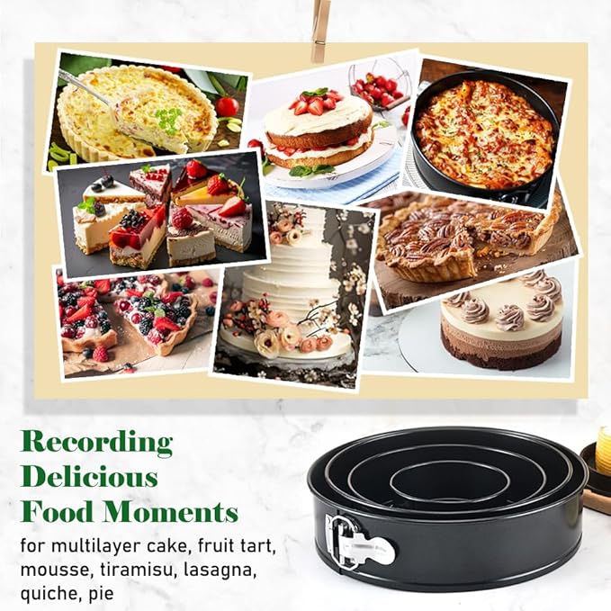 Tellshun 8 Inch Non-stick Springform Pan with 50 Pcs Parchment Paper Cheesecake Pan with Removable Bottom Baking Mold Round Leakproof