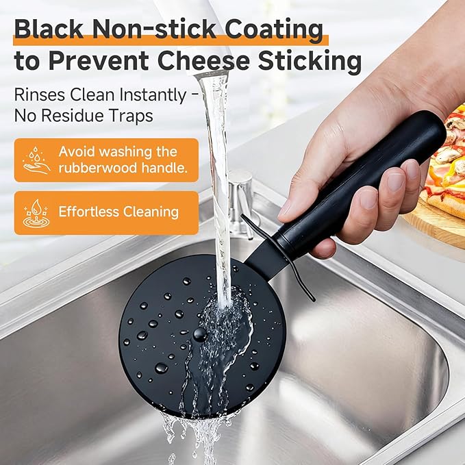 Pizza Cutter and Server Set - 9.25 Inch Sharp Stainless Steel Blade (430) with Finger Guard & Non-Slip Handle - Dishwasher Safe Pizza Slicer for Crusts and Pies