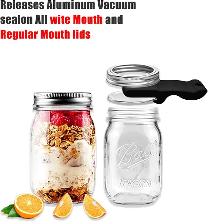 Mason Jar Opener Canning Tool,Canning Jar Opener, Releases Vacuum Seal on Wide Mouth and Regular Mouth Lids,Magnetic Jar Lid Lifter for Canning. Pickling and Home Food Storage (black)