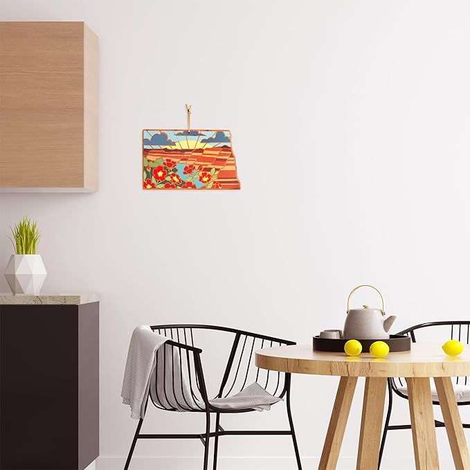 Totally Bamboo North Dakota State Shaped Cutting Board and Charcuterie Serving Platter with Artwork by Summer Stokes, Includes Hang Tie for Wall Display