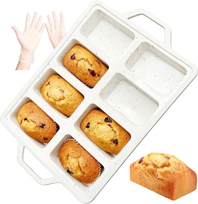 1PCS Nonstick Silicone Mini Loaf Pans with Metal Frame Gloves, 8 Cup Cavity Mini Bread Loaf Pans, Small Bread Pans for Baking, Tiny Baking Loaf Pans for Baking Bread, Loaf, Meatloaf, Brownie, Butter