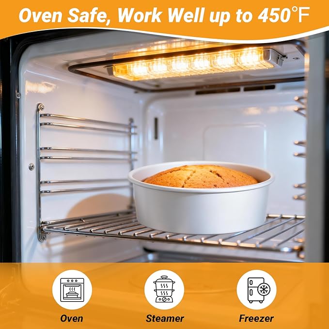 Beasea Round Cake Pans, 2 Pack 10 Inch Aluminum Alloy Large Cheesecake Pan with Removable Bottom, Layer Cake Tin Mold for Baking Oven