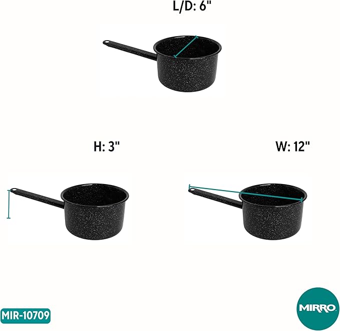 MIRRO 1.25qt Enamel Saucepan, Black (Pack of 2)