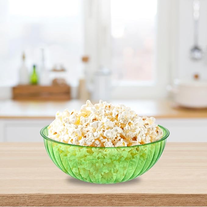 Party Essentials Hard Plastic 192 OZ./6 QT/1.5 Gallon Large Serving Bowls For Punch/Salad/Snack/Treat/Fruit, 3-Count, Neon Green