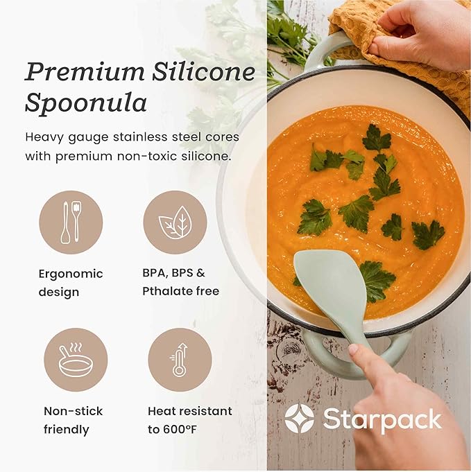 Starpack 'The All Rounder' Premium Silicone Spoonula Spatula - Heat Resistant to 600F - Best Silicone Spoonula - Kitchen Spoon Spatula