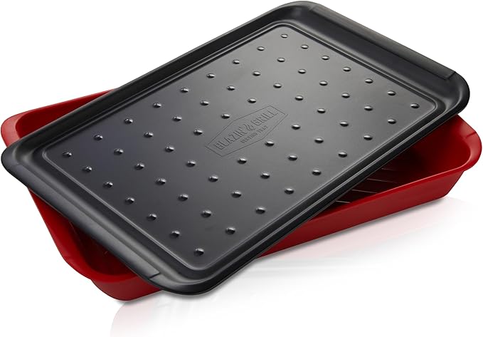 AVIEUS Grill Prep and Serve Trays | Set of 2 Stackable, Melamine Trays | Serving Tray & Marinating Tray | Serving Platter for Plating Food & BBQ Prep Tub for Marinating Meats | Grill Accessories |