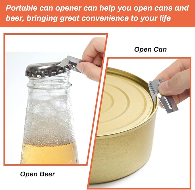 12 Pieces Military Style Can Openers with Key Rings, Anglecai P-38 and P-57 Military Can Openers Stainless Steel Army Survival Can Opener Portable for Traveling