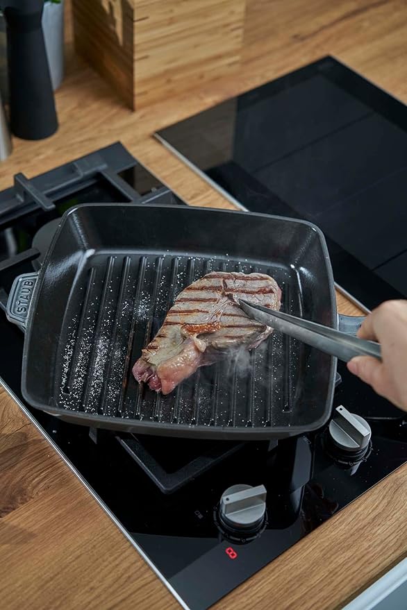 Staub Cast Iron 10-inch Square Grill Pan - Graphite Grey, Made in France