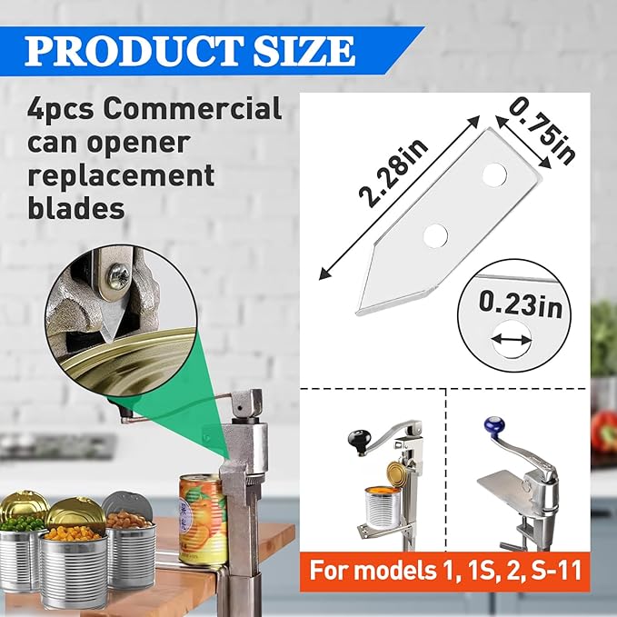4 Pcs Commercial Can Opener Replacement Blades Compatible with Edlund #1 Can Opener, Easy to Replace