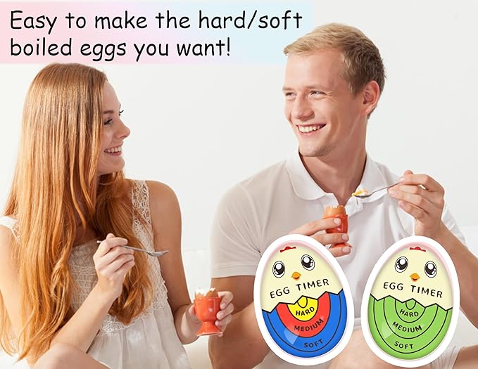Lasubst Egg Timer that Goes in Water for Soft Medium Hard Boiled Eggs, 1 Tricolor 1 Green