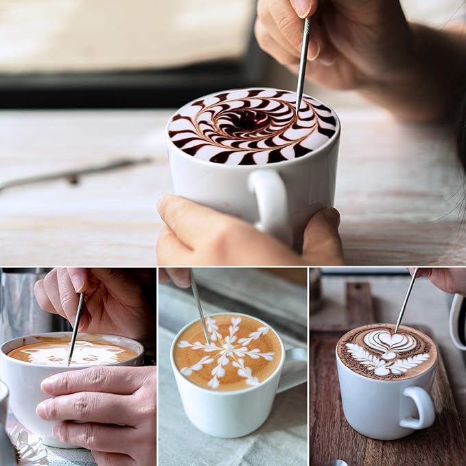 Milk Frothing Pitcher Colorful 600ml (20oz) Steaming Pitchers Stainless Steel Milk Coffee Cappuccino Latte Art Barista Steam Pitchers Milk Jug Cup with Decorating Art Pen