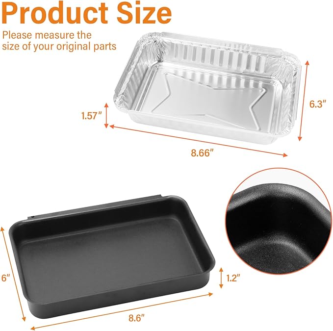 Hisencn Drip Pan for Weber, 93305 Catch Pan with 20-Pack 6415 Foil Grease Tray Liners, for Spirit 200 300 Grills& Genesis II 300, Weber Genesis Silver/Gold/Platinum, Painted Steel