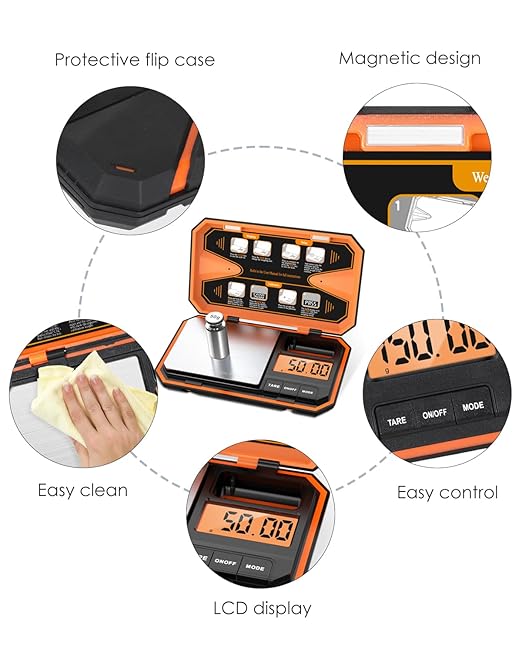 Digital Pocket Scale, High-Precision 500g x 0.01g Gram Scale with 50g Calibration Weight, Mini 6 Units Jewelry Scale with LCD Display, Tare Function for Food, Jewelry, Coin, Coffee, Battery Included