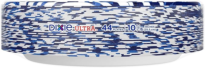 Dixie Ultra, Large Paper Plates, 10 Inch, 44 Count, 3X Stronger*, Heavy Duty, Microwave-Safe, Soak-Proof, Cut Resistant, Disposable Plates For Heavy, Messy Meals