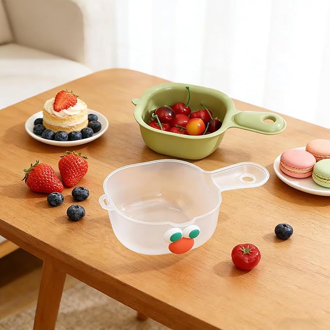 ABOOFAN 3Pcs Fruit Washing Bowl with Strainer, Dual-Layer Small Kitchen Colander with Handle, Vegetable Washing Draining Basket for Mini Berry Tomato Grape Washer