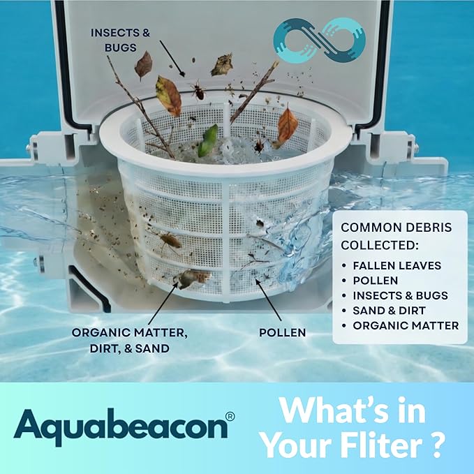 Aquabeacon® Premium 60-Pack Original Longer Lasting Pool Skimmer Socks PureGuard, Ultrafine Mesh Perfect Pool & Spa Savers for Filters, Baskets, and Skimmers