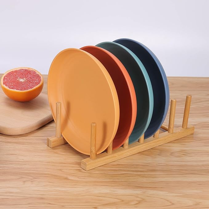 LuckyZone 8.8 Inches Unbreakable Wheat Straw Plates - Reusable Plate Dinner Set - Dishwasher & Microwave Safe - Healthy, BPA Free & Eco-Friendly (8.8 Inches/6 Color_H)