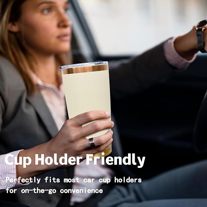 20 oz Tumbler Bulk 4 Pack Stainless Steel Tumbler with Lid and Straw, Double Wall Vacuum Insulated Travel Coffee Mug for Laser Engrave, Powder Coated Cup for Hot and Cold Drinks (Cream,4 pack)
