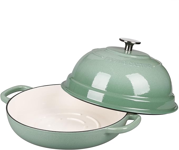 Enameled Cast Iron Dutch Oven Pot with Lid, Round Bread Oven for Homemade Sourdough Bread Baking, 6 Quart, Sage Green