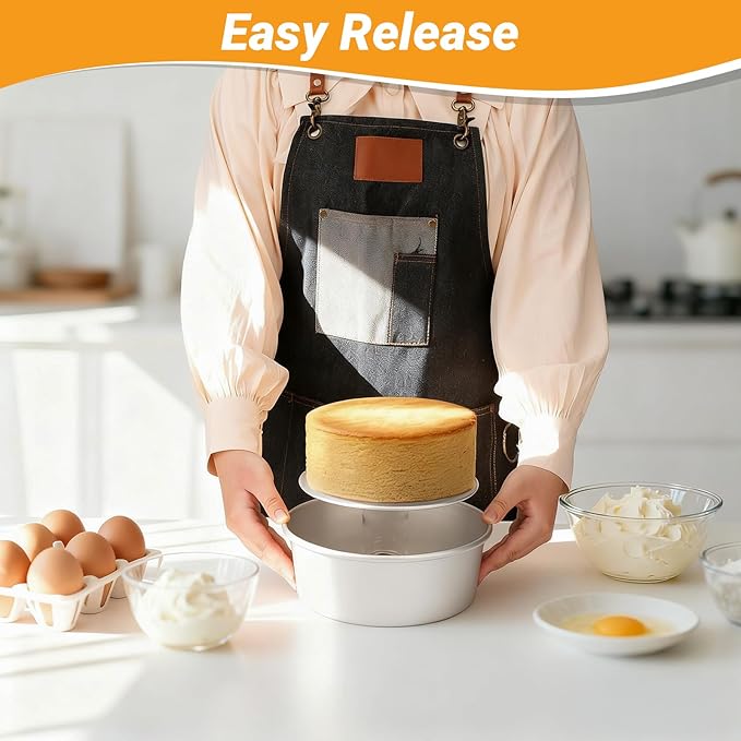 Beasea 8 Inch Cake Pans Set, 3 Pack Aluminum Alloy Round Layer Cake Pan with Removable Bottom for Cheesecake Mold Tin Oven Baking