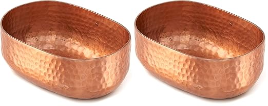 American Metalcraft ABHC46 Hammered Aluminum Entrée Basket, Oval, Copper, 25-Ounces (Pack of 2)