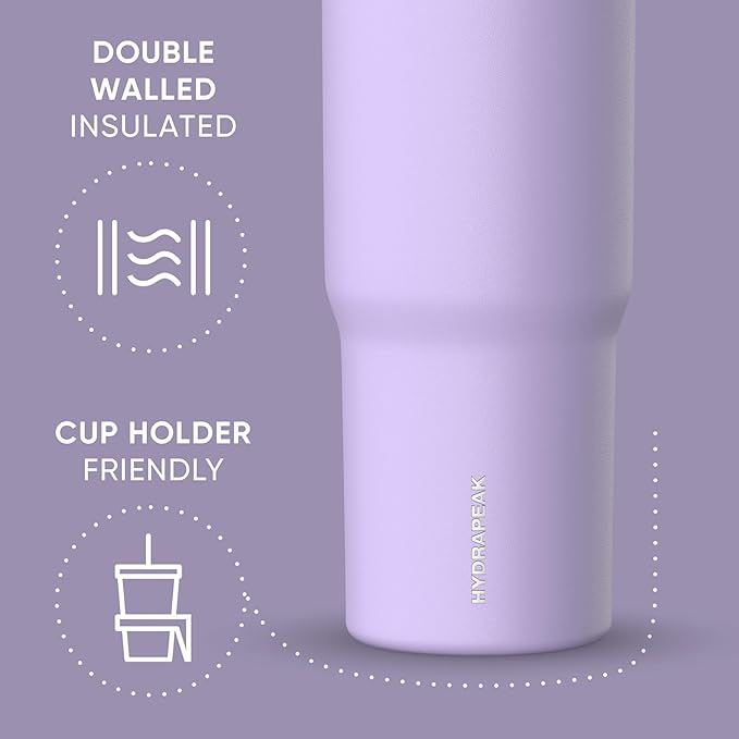 Hydrapeak Nomad 32 oz Tumbler with Handle and Straw Lid, Leakproof, Double Insulated, 32oz Cup Stainless Steel (Lavender) | with Handle, and Straw Lid, Leakproof, Double Insulated, 32oz Cup