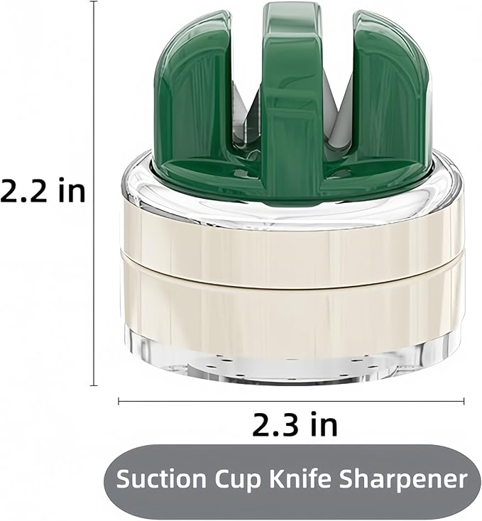 Kitchen Knife Sharpener with Suction base for Hands Free Pocket Knife Sharpeners,All-in-one Professional Knife and Tool Sharpener Suitable for: Kitchen Knives,Cleaver,Fruit Knives,Scissors(Green)