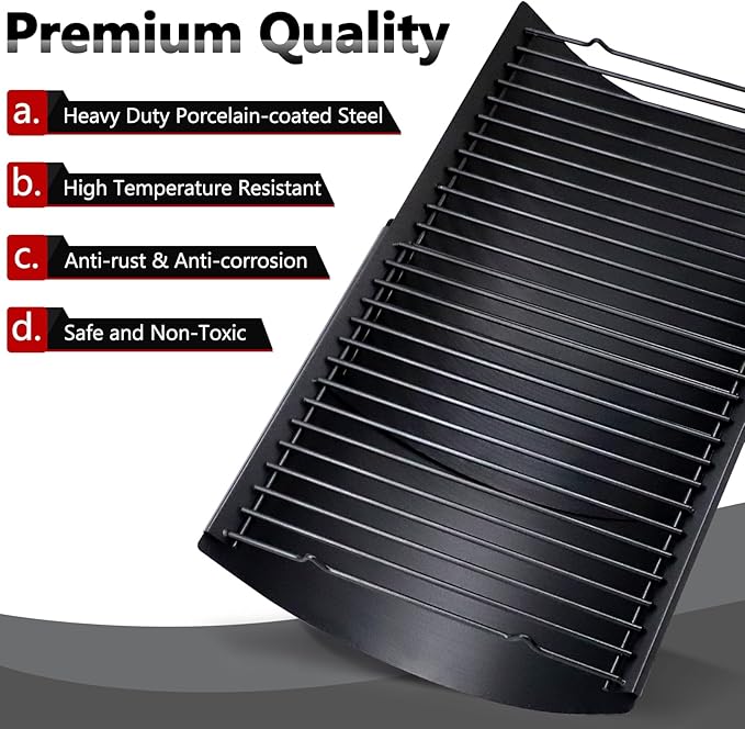 Criditpid 15.75" - 26" Ash Pan Replacement Parts for Char griller 5050 5650 2121 5072 3001 2828 2123 2823 2929 E1224 1224 Charcoal Grill, Adjustable Ash Tray with 2 Fire Grate for Chargriller Parts