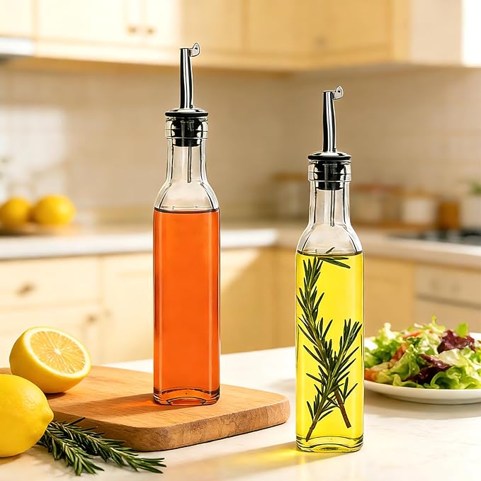8oz Olive Oil Dispenser Bottle,Oil Dispenser for Kitchen,8 Pack olive oil dispenser with Stainless Steel Pourer Spouts,Vinegar Cruet Bottle with Pourers