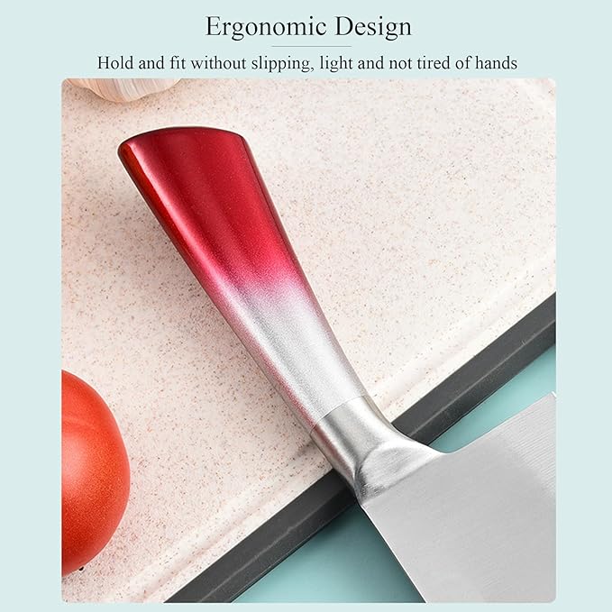 Red Professional 9-Piece Kitchen Knife Set with Acrylic Block, Non-Stick Sharp Stainless Steel Chef Knives, Sharpener