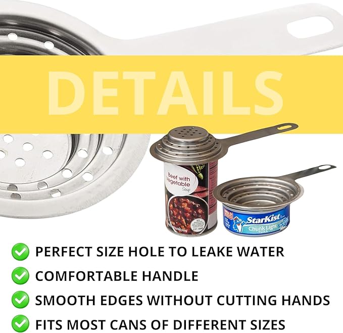 Multipurpose Can Colander Stainless Steel – Universal Food Grade Stainless Steel Can Strainer with Handle for Small and Large Cans Vegetable Fruit Tuna Can Colander Small