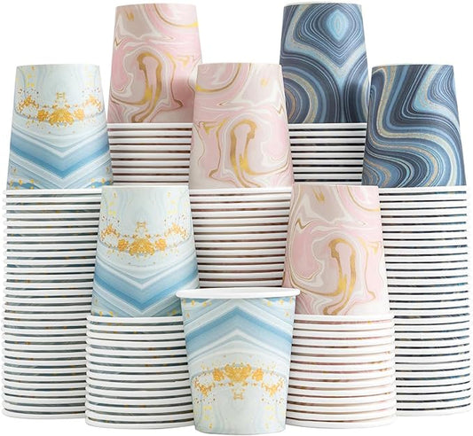 300 Pack 3 oz Paper Cups, Disposable Bathroom Cups, Small Mouthwash Cups, Mini Paper Cups for Bathroom(Mixed Colors), 300pack-Cyan&Blue&Pink