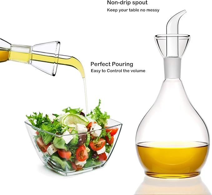 HAIZEEN 18ounce/ 550 ml Olive Oil Dispenser Oil Bottle Glass with No Drip Bottle Spout