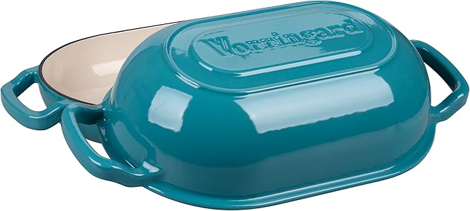 Enameled Cast Iron Sourdough Bread Oven, Dutch Oven, Loaf Cast Iron Bread Pan for Homemade Bread Baking, Meatloaf Pan with Lid, 5QT, Bluegreen