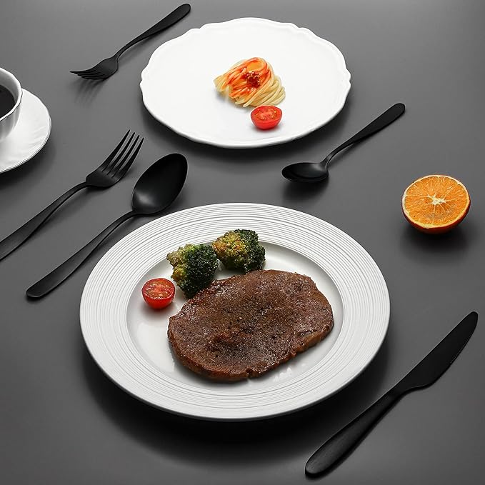 Matte Black Silverware Set for 8, 40 Pieces Black Flatware Set, Stainless Steel Tableware Cutlery Set Include Fork Spoon Knife, Kitchen Utensil Sets for Home and Restaurant