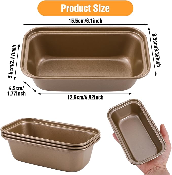 12 Pcs Mini Loaf Pans, Easy-Clean Non-Stick Carbon Steel Bread Pan, Meatloaf & Shortbread, Oven & Dishwasher Safe Pan for Meatloaf Breads Cakes Shortbread Lasagnas, Even Heat Distribution