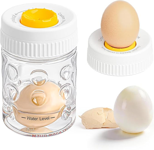 Luvan 2-in-1 Egg Peeler & Piercer Tool for Hard-Boiled Eggs – Built-in Hole Puncher & Quick Shake Egg Shell Remover for Cooking, Salads, Deviled Eggs, Breakfast Prep
