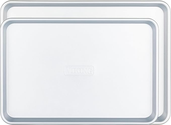 Viking Premium 2-Piece Nonstick Baking Sheet Pan Set, Made without PFAS, Heavy Gauge Aluminized Steel Cookie Sheets with Reinforced Iron Frame, 15 & 18-Inch, Oven Safe to 475F
