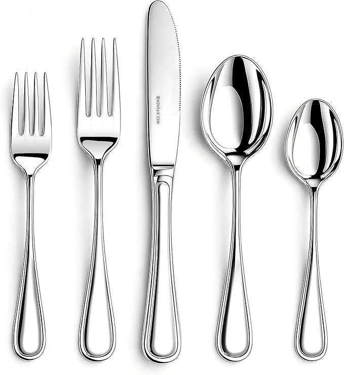 Silverware set for 8,40 Pieces Premium Stainless Steel Silverware set,Mirror Polished Cutlery Set,Flatware Set for 8,Dishwasher Safe,Luster Series